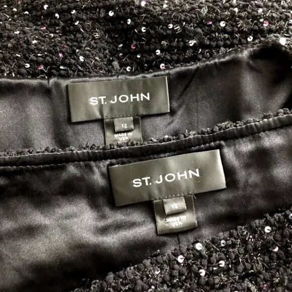 NEW BEAUTIFUL St John knit Black multi sequin embellished jacket skirt suit 12 - Picture 7 of 7
